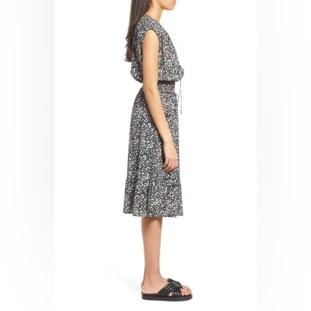 Rails Ashlyn Smocked Waist Midi Dress In Ivy Ditsy Floral Black White, XS - Picture 7 of 16